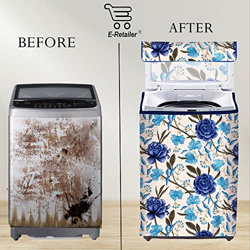 E-Retailer Washing Machine Cover for Top Load 5kg to 7.5kg | Light Weight Dustproof Polyester Cover with Zip Enclosure | Floral Fully Automatic Washer Protector Indoor Outdoor Use- Size 23x23x35 " - Image 4