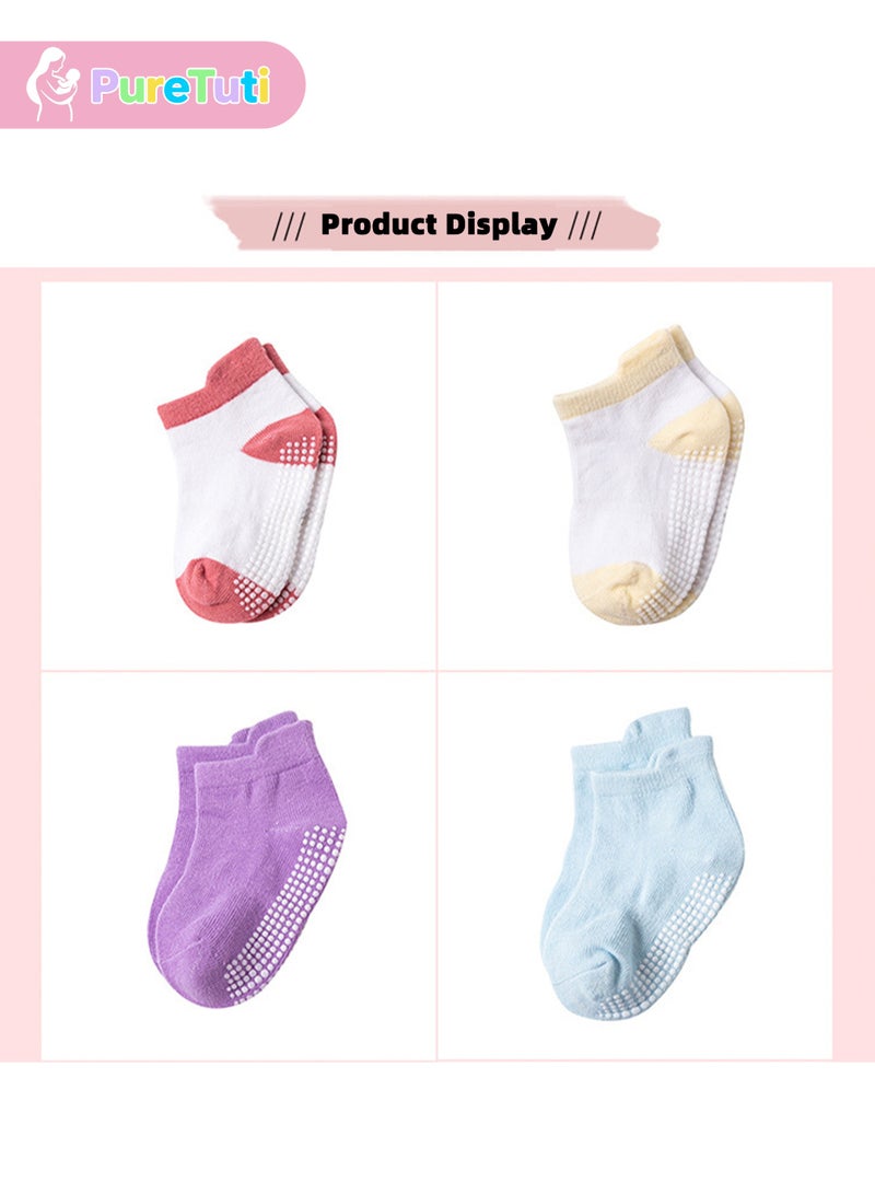 طفل نقي 6 أزواج من جوارب الأطفال غير القابلة للانزلاق، جوارب كاحل غير قابلة للانزلاق، جوارب كاحل غير قابلة للانزلاق مناسبة للأطفال من سن 0 إلى 7 سنوات من الأولاد والبنات - Image 5