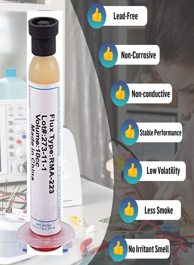 Gadget Hero's Solder Flux Paste Amtech RMA-223 PCB PGA BGA SMD Soldering Flux Paste 10CC Convenient Syringe Tube. Portable Welding Flux for Phone BGA IC Chips Repair & Also For Electronics Assembly 5U - Image 4
