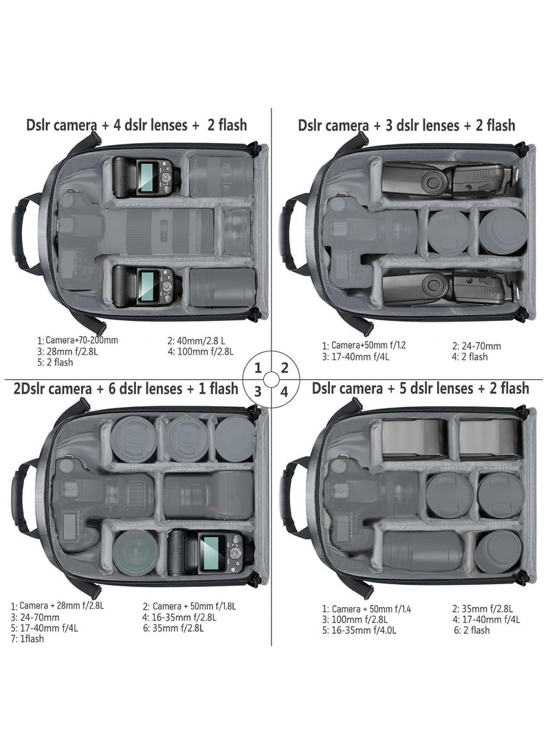 Neewer Camera Bag Waterproof Shockproof Partition 11.8x5.5x14.6 inches/30x14x37 centimeters Protection Backpack - Image 4