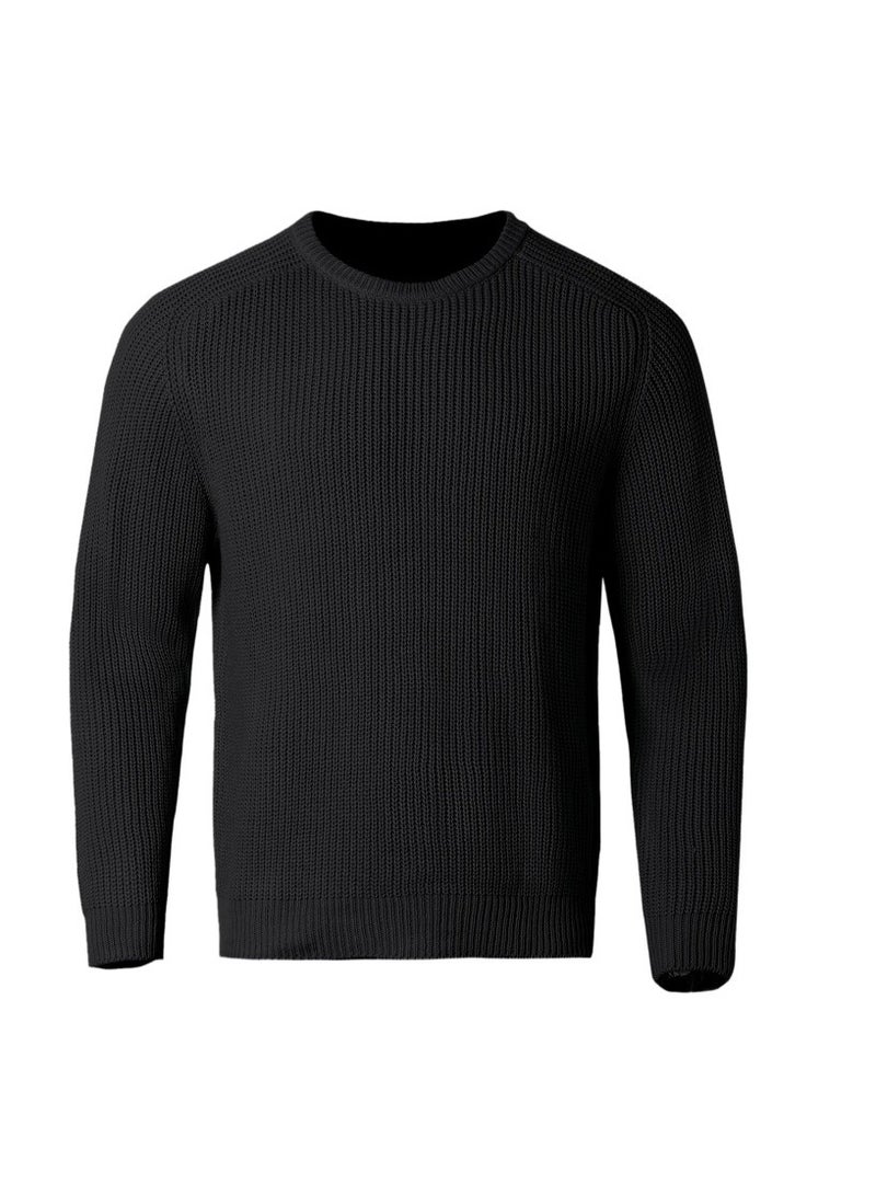 NIBEMINENT Fashion Autumn Winter  Men's Sweater Long Sleeve Round Neck Casual Men Knitted Jacquard Pullover Solid Tshirt Man Tops - Image 2