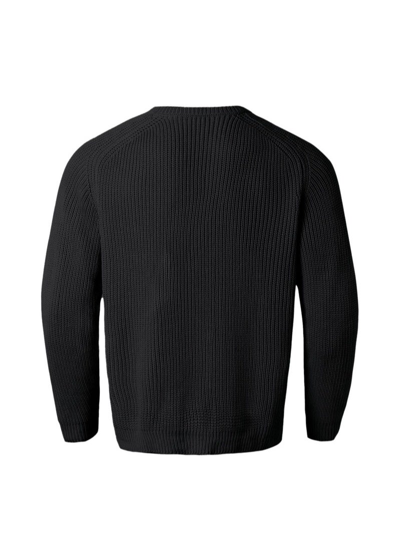 NIBEMINENT Fashion Autumn Winter  Men's Sweater Long Sleeve Round Neck Casual Men Knitted Jacquard Pullover Solid Tshirt Man Tops - Image 3