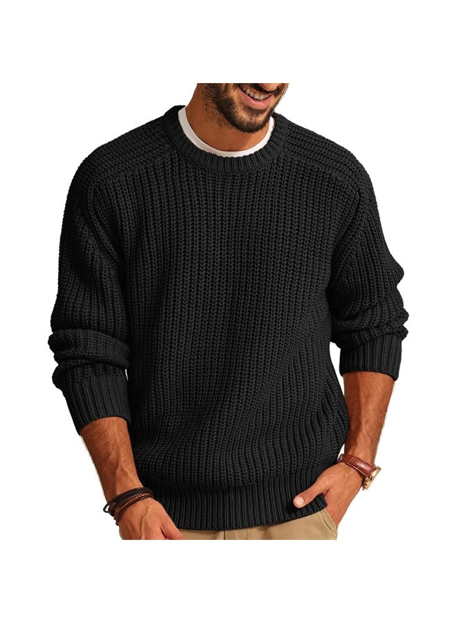 NIBEMINENT Fashion Autumn Winter  Men's Sweater Long Sleeve Round Neck Casual Men Knitted Jacquard Pullover Solid Tshirt Man Tops - Image 1