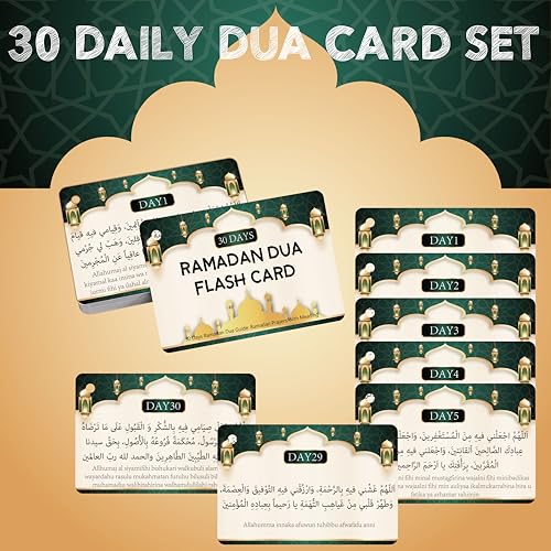 YIYDONG 30 Daily Ramadan dua Card Set,Ramadan dua Cards Arabic & English with English meening for Kindergarten, Preschool, Homeschool - Image 4