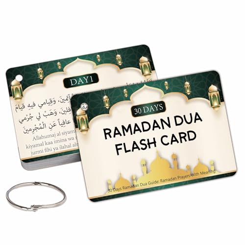 YIYDONG 30 Daily Ramadan dua Card Set,Ramadan dua Cards Arabic & English with English meening for Kindergarten, Preschool, Homeschool - Image 1