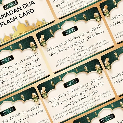 YIYDONG 30 Daily Ramadan dua Card Set,Ramadan dua Cards Arabic & English with English meening for Kindergarten, Preschool, Homeschool - Image 3