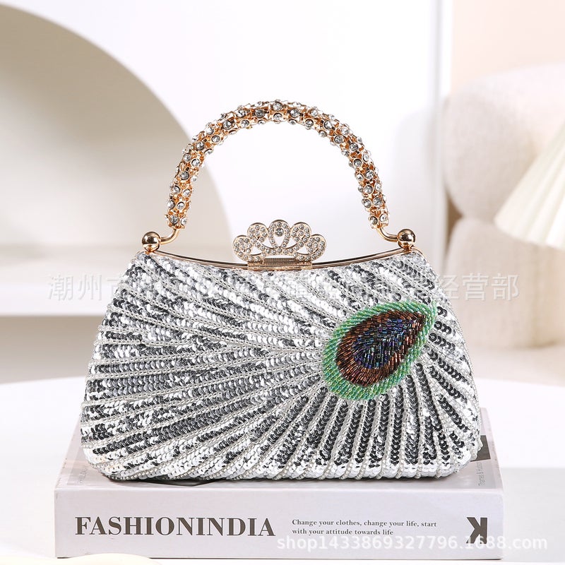 Peacock Embroidery Sequin Dinner Bag Handbag Women'S Matching Cheongsam Dress Banquet Small Handbag Sale - Image 1