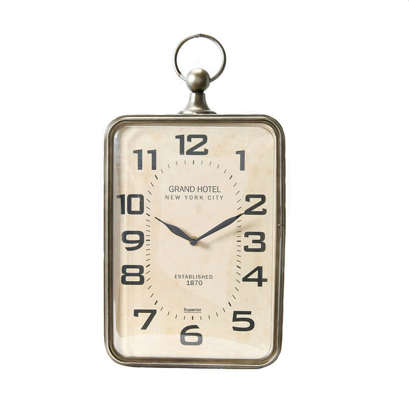 Creative CoOp Metal Rectangle Hanging Clock with Handle Decoration on Top