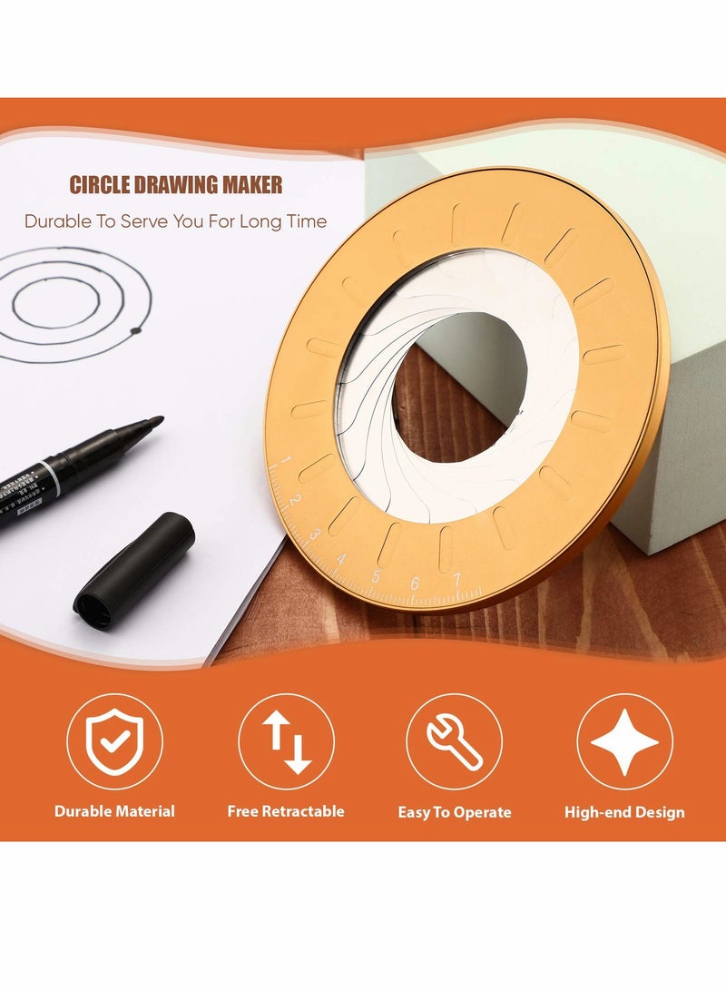 Zikra Circle Drawing Tool, Alloy Adjustable Circular Template Measuring Geometric for Designer Woodworking (Yellow) - Image 3
