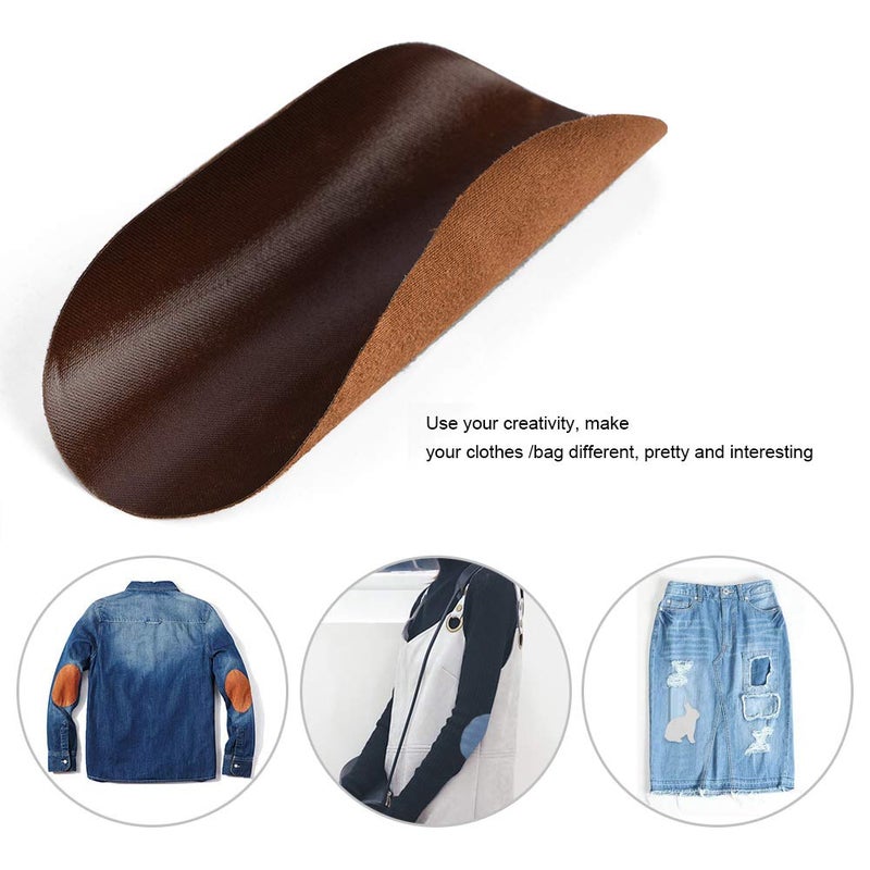 Hilitand 10pcs Iron On Patches, 5 Colors Oval PU Leather Patches Repair Sewing Elbow Artificial Leather Patches Sew On Patches - Image 4