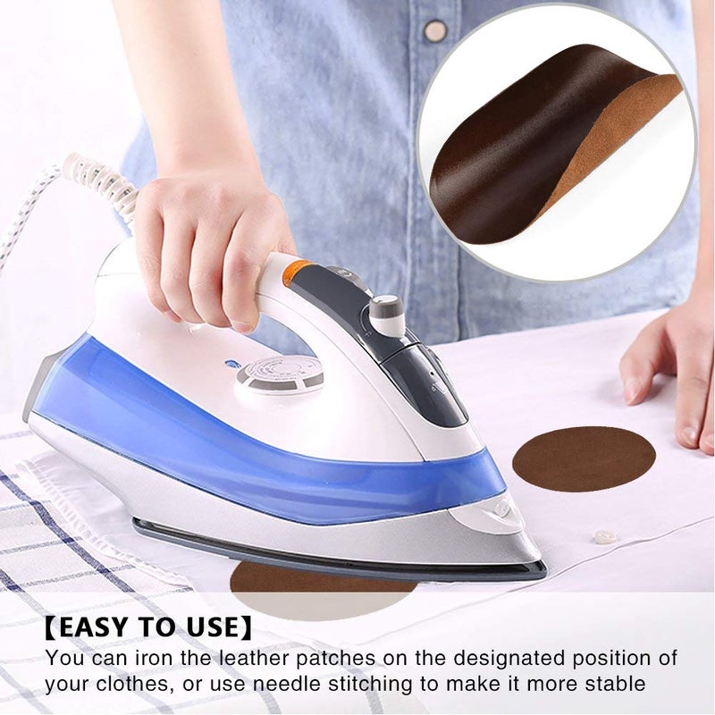 Hilitand 10pcs Iron On Patches, 5 Colors Oval PU Leather Patches Repair Sewing Elbow Artificial Leather Patches Sew On Patches - Image 5