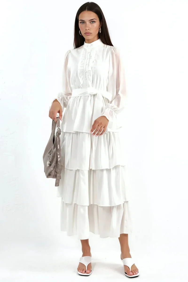 Jennyfer A-line Maxi Dress With Crew Neck And Buttons