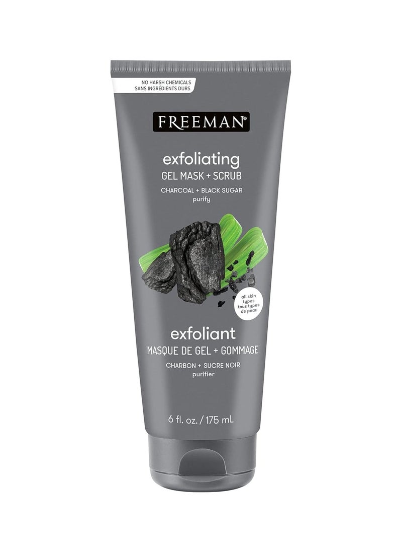 Freeman - Freeman Polishing Charcoal & Black Sugar Facial Gel Mask+ Scrub, Purifies Skin, Not Over-Drying, Polishing Face Mask, Exfoliating, Removes Dead Skin, Cruelty-Free Skincare, 6 fl.oz./ 175 mL Tube - Image 1