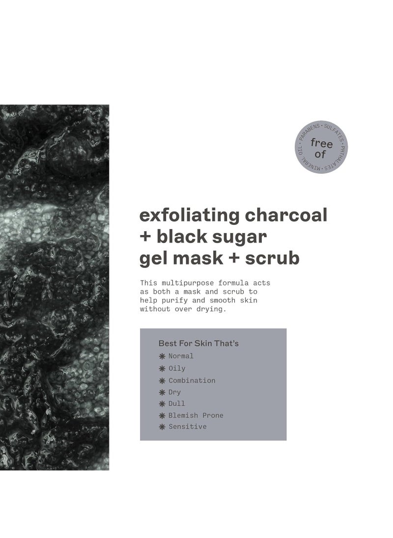 Freeman - Freeman Polishing Charcoal & Black Sugar Facial Gel Mask+ Scrub, Purifies Skin, Not Over-Drying, Polishing Face Mask, Exfoliating, Removes Dead Skin, Cruelty-Free Skincare, 6 fl.oz./ 175 mL Tube - Image 1