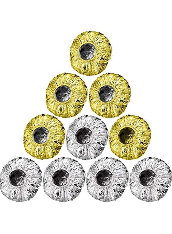 12 قطعة من قبعات الترطيب العميق من رقائق الالومنيوم قابلة لاعادة الاستخدام لتلوين الشعر للاستخدام في المنزل وصالونات التجميل (12 انش، ذهبي، فضي) - Image 2