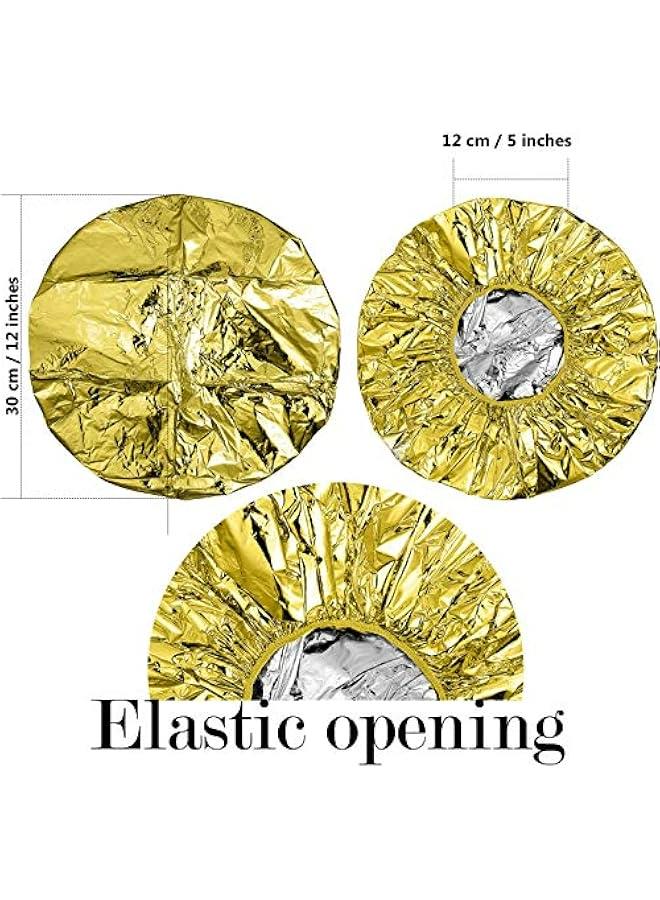 12 قطعة من قبعات الترطيب العميق من رقائق الالومنيوم قابلة لاعادة الاستخدام لتلوين الشعر للاستخدام في المنزل وصالونات التجميل (12 انش، ذهبي، فضي) - Image 3