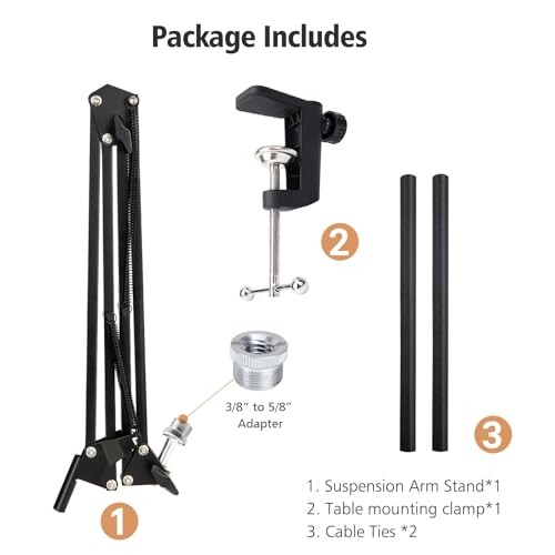 SUNMON Samson Q9U Mic Boom Arm - Compatible with Samson Mic, Includes 3/8" to 5/8" Screw Adapter Clip and Cable Sleeve - Image 5