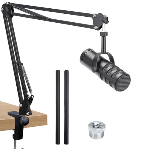 SUNMON Samson Q9U Mic Boom Arm - Compatible with Samson Mic, Includes 3/8" to 5/8" Screw Adapter Clip and Cable Sleeve - Image 1