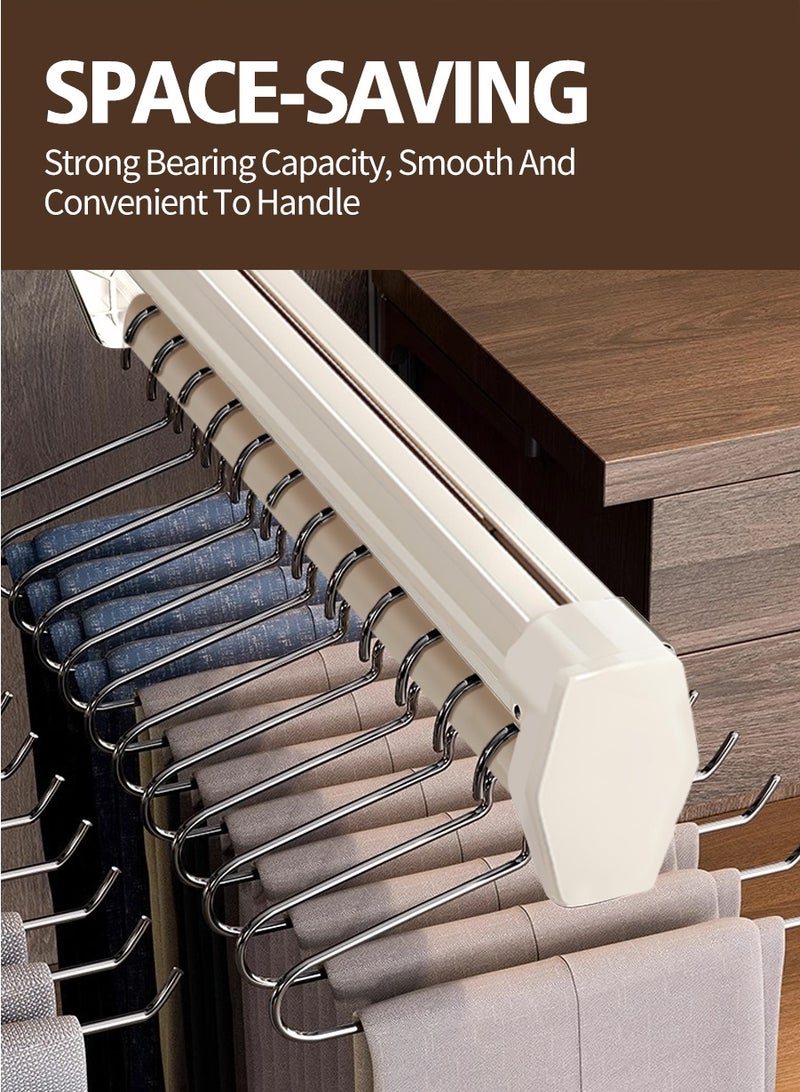 BEIRUI 56cm Multi-functional retractable pants rack, extendable pull out pants rack hanger, sliding heavy duty steel hanger rail, pull out closet, scarf, pants, clothes, towel storage slider 56CM - Image 4