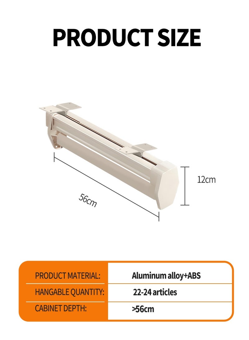 BEIRUI 56cm Multi-functional retractable pants rack, extendable pull out pants rack hanger, sliding heavy duty steel hanger rail, pull out closet, scarf, pants, clothes, towel storage slider 56CM - Image 2