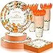 Skybooly 350 Pcs a Little Cutie Is on The Way Baby Shower Tableware Set Baby Shower Plates Napkins Cups Dessert Forks Disposable Supplies for 50 Guests Cute Orange Party Decoration - Image 3