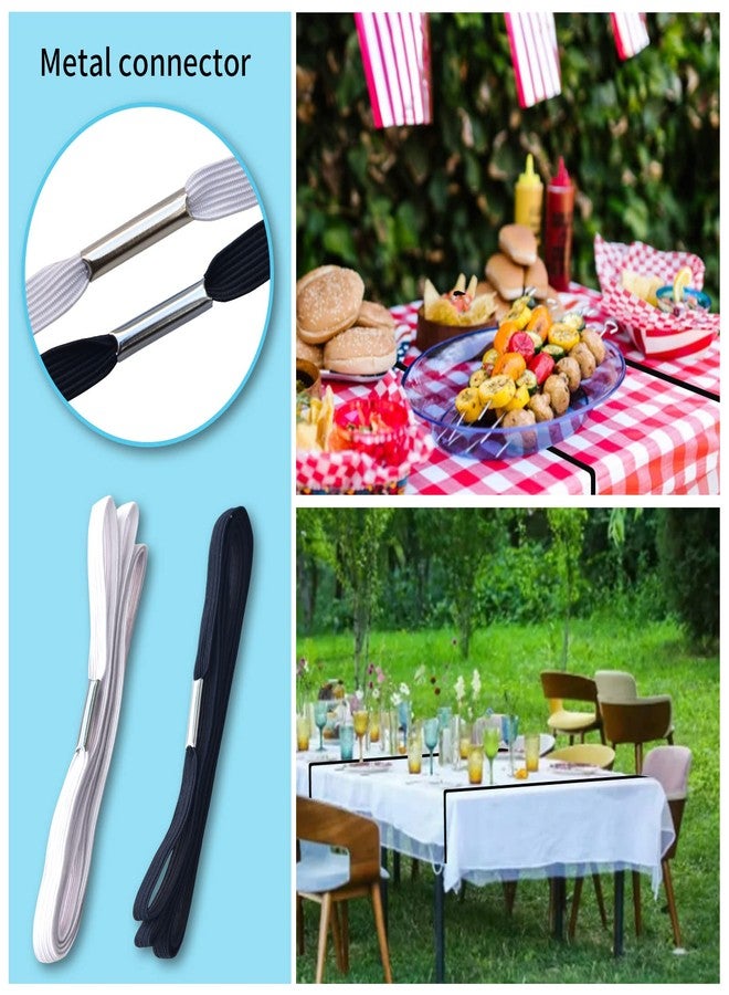 funkawa Table Bungees Tablecloth Strap Band Elastic Table Cloth Bands Tablecloth Bungee Cord to Hold Down Table Cloth for Picnic, Camping, Outdoor Tables, Wedding, Parties etc - (White, Black,8 Pieces) - Image 3