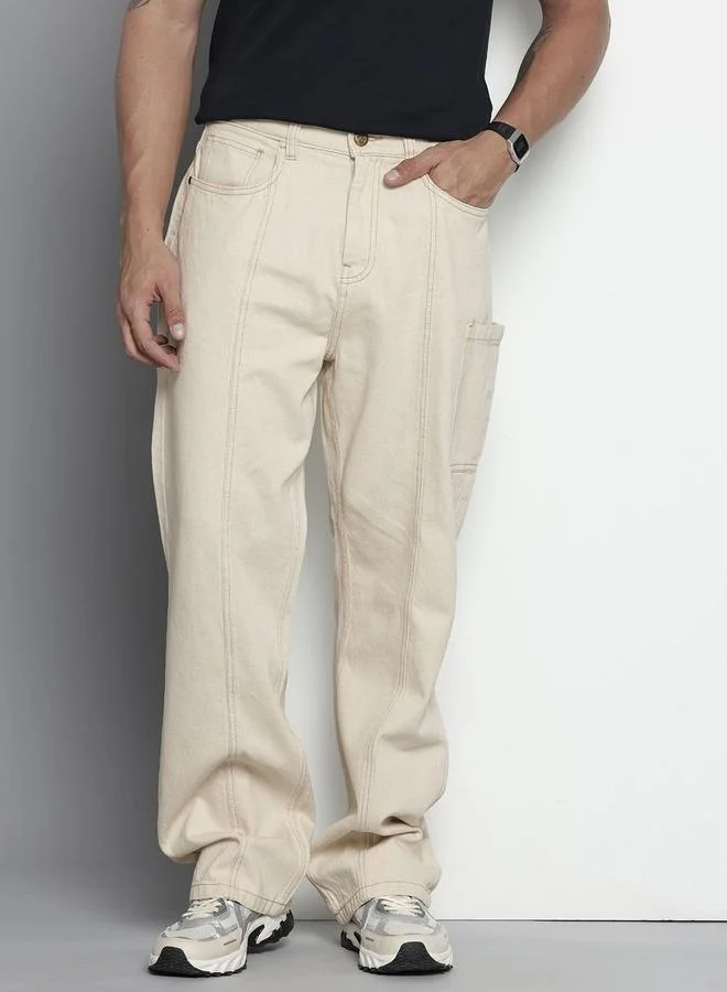 The Indian Garage Co Men Wide Leg Solid Jeans