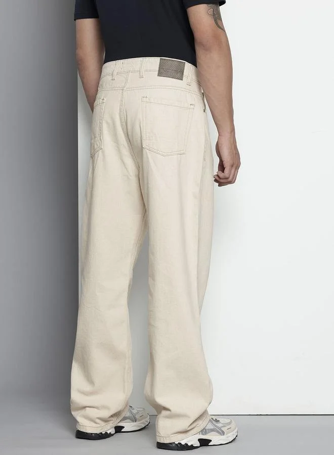 The Indian Garage Co Men Wide Leg Solid Jeans