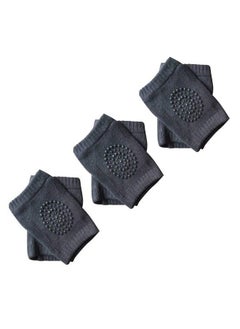 Safe-O-Kid Pack Of 3 Crawling Baby Toddler Infant Antislip Elbow And Knee Pads Guardsdark Grey  - Image 1