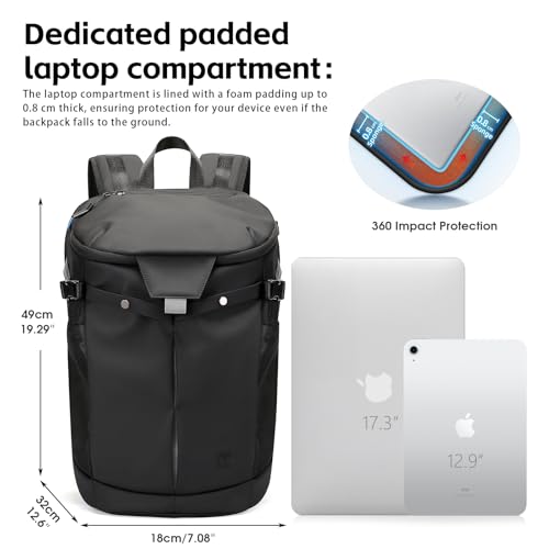 TANGCORLE Travel Backpack for Men,Water Ressistant 17.3 Inches Laptop Backpack Lightweight Sports Casual Backpack for Travel/Commuter/Outdoor,Black - Image 3