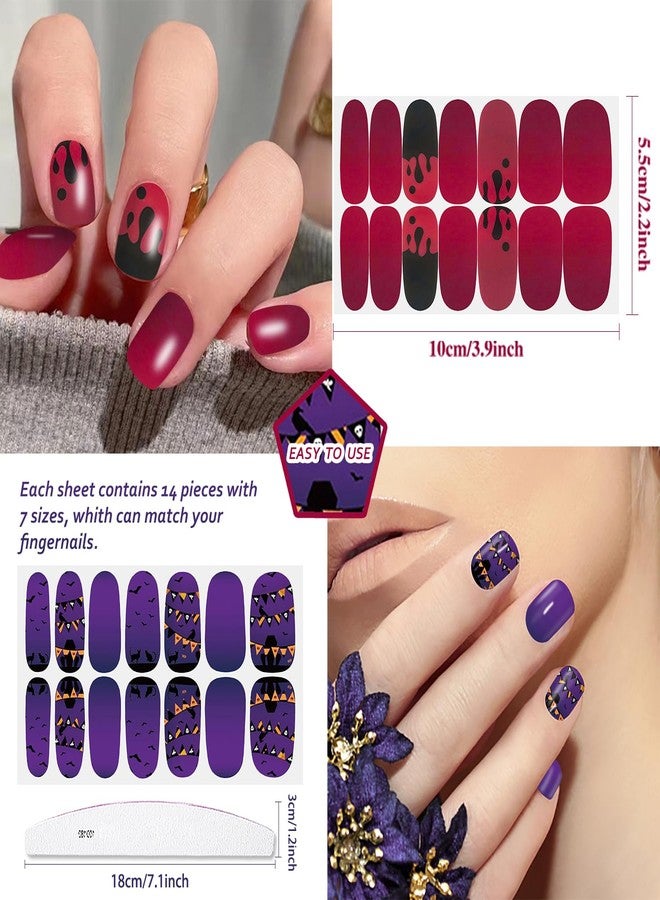 JERCLITY 20 Sheets Halloween Nail Wraps Halloween Nail Polish Strips Cobwebs Ghosts Spider Bat Haunted House Jack-o-Lantern Nail Stickers for Women Halloween Nail Art（Style 1） - Image 3