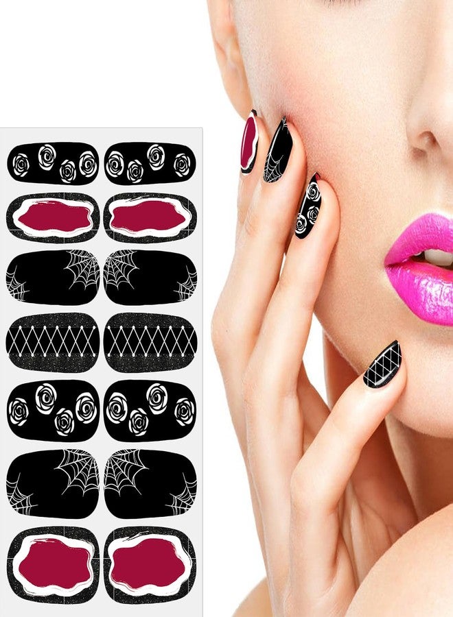 JERCLITY 20 Sheets Halloween Nail Wraps Halloween Nail Polish Strips Cobwebs Ghosts Spider Bat Haunted House Jack-o-Lantern Nail Stickers for Women Halloween Nail Art（Style 1） - Image 5