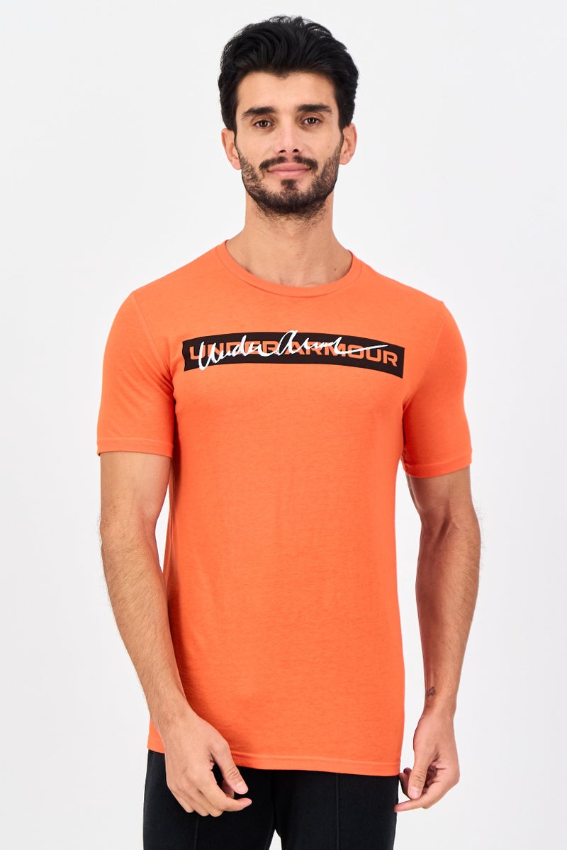 UNDER ARMOUR Men Loose Fit Short Sleeve Outdoor T-Shirt, Orange - Image 1