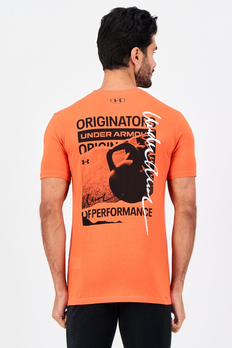 UNDER ARMOUR Men Loose Fit Short Sleeve Outdoor T-Shirt, Orange - Image 3