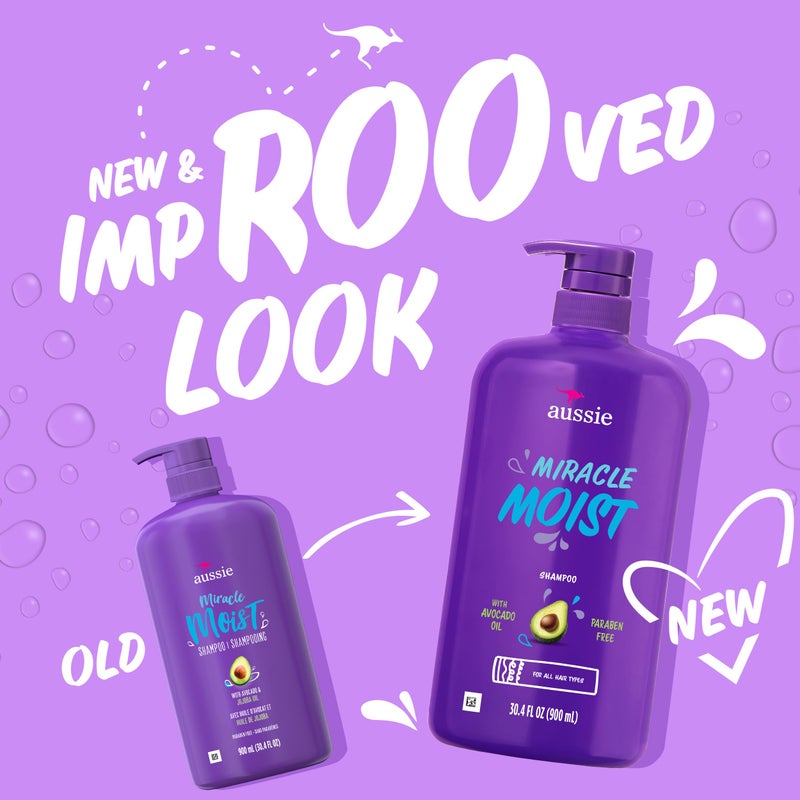 Aussie Paraben-Free Miracle Moist Shampoo with Avocado & Jojoba for Dry Hair, 30.4 Fluid Ounce, (Pack of 4) - Image 2