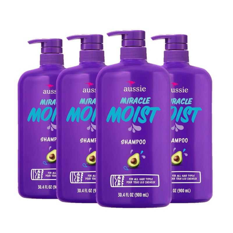 Aussie Paraben-Free Miracle Moist Shampoo with Avocado & Jojoba for Dry Hair, 30.4 Fluid Ounce, (Pack of 4) - Image 1