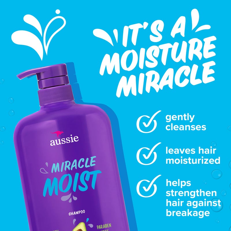 Aussie Paraben-Free Miracle Moist Shampoo with Avocado & Jojoba for Dry Hair, 30.4 Fluid Ounce, (Pack of 4) - Image 3