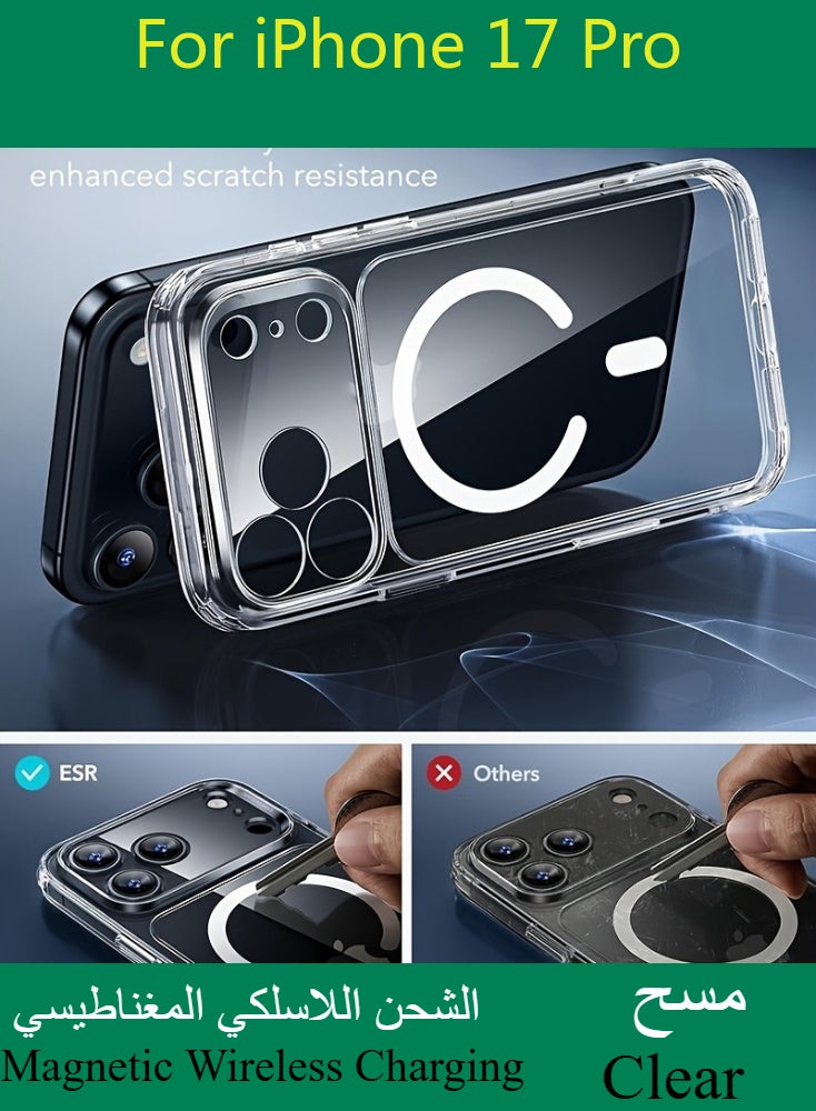 Dili Apple Clear Case iPhone 17 Pro Acrylic Clear Magnetic Phone Case Transparent Ultra Thin Magnetic Wireless Charging iPhone Cases Camera Protection Shockproof Back Men Women Cover - Image 5