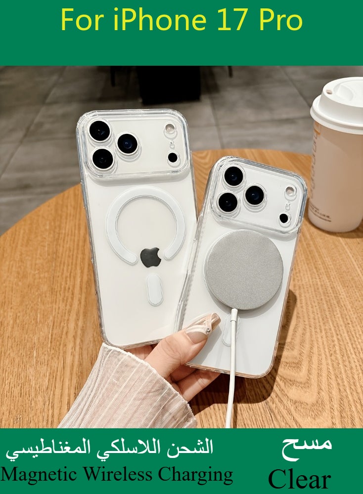 Dili Apple Clear Case iPhone 17 Pro Acrylic Clear Magnetic Phone Case Transparent Ultra Thin Magnetic Wireless Charging iPhone Cases Camera Protection Shockproof Back Men Women Cover - Image 4