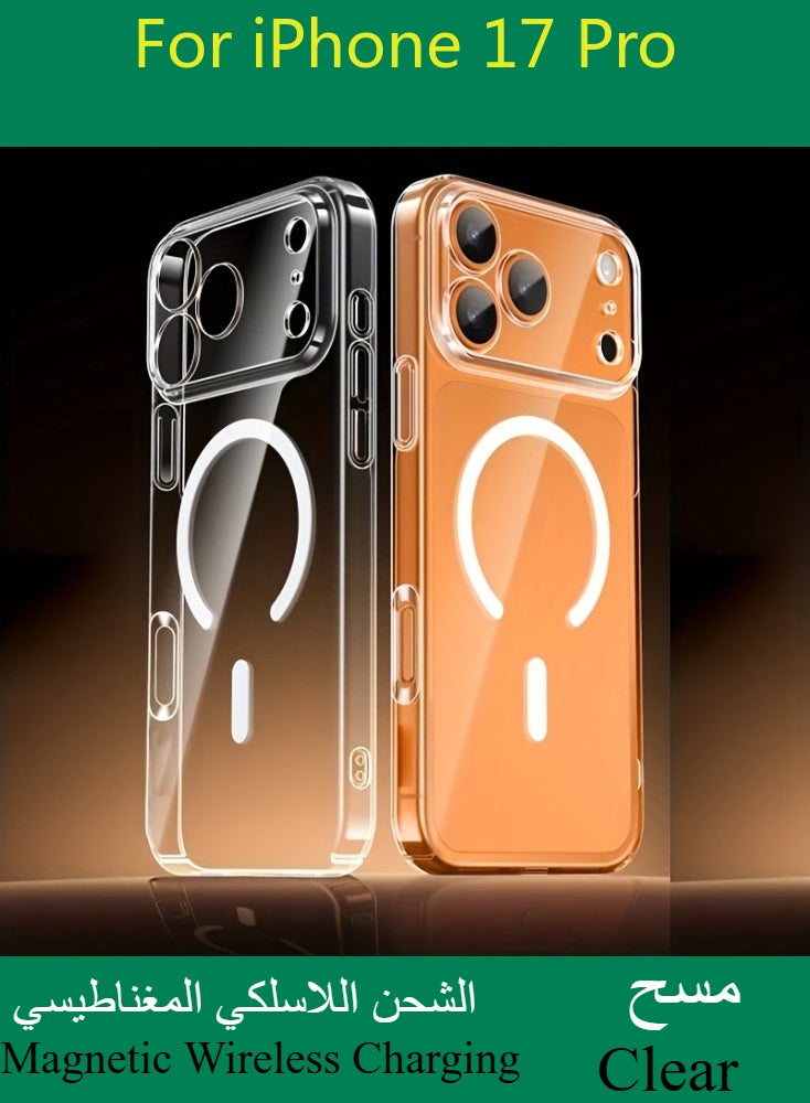 Dili Apple Clear Case iPhone 17 Pro Acrylic Clear Magnetic Phone Case Transparent Ultra Thin Magnetic Wireless Charging iPhone Cases Camera Protection Shockproof Back Men Women Cover - Image 1