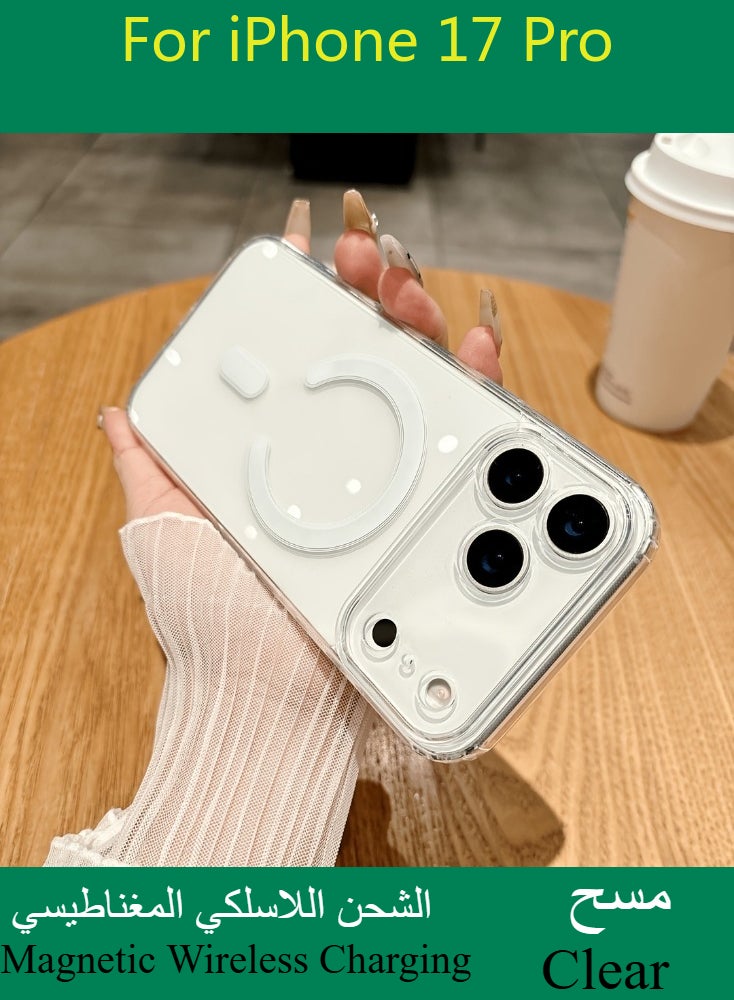 Dili Apple Clear Case iPhone 17 Pro Acrylic Clear Magnetic Phone Case Transparent Ultra Thin Magnetic Wireless Charging iPhone Cases Camera Protection Shockproof Back Men Women Cover - Image 3