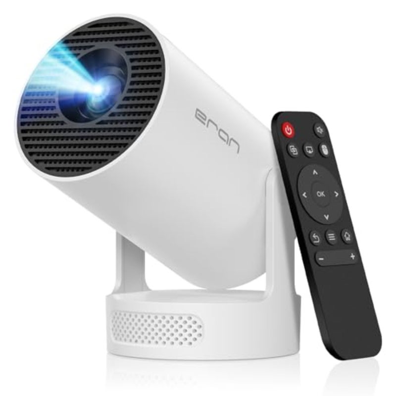 Mini portable projector for home theater and office use, ABS plastic body, black color, 4K support with auto keystone correction and 210 rotation - Image 1