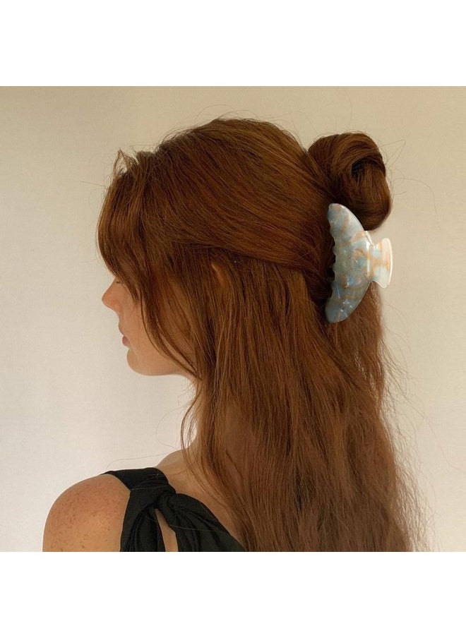 HAIMEIKANG 4Pcs Large Hair Claw Clips Acrylic Big Hair Clips For Thick Hair Strong Hold Hair Jaw Clips Nonslip Banana Hair Barrettes Clips For Women Girls (Banana(Gray/Champagne/Green/Pink))  - Image 3