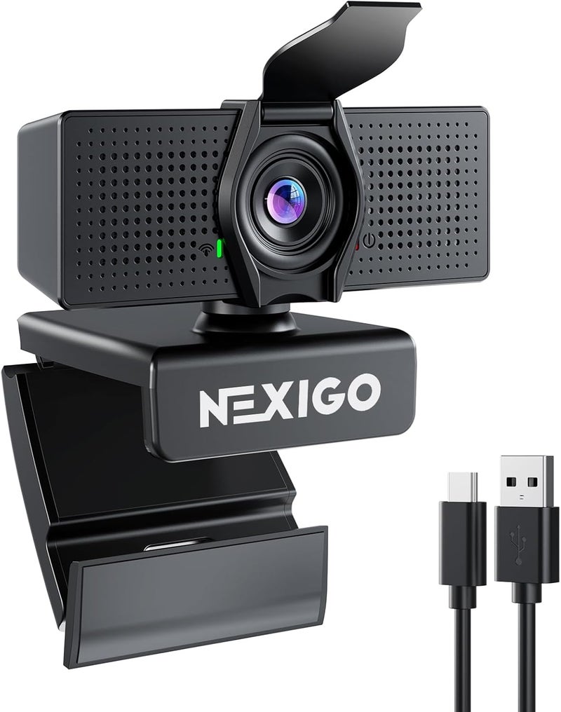 NEXIGO كاميرا ويب N60 Pro (الجيل 2) بدقة 1080P مع عدسة خالية من التشويه، كابل بيانات USB A إلى Type-C، ميكروفون لتقليل الضوضاء وغطاء خصوصية، لزوم/سكايب/تيمز/Webex، لابتوب MAC PC سطح المكتب - Image 1