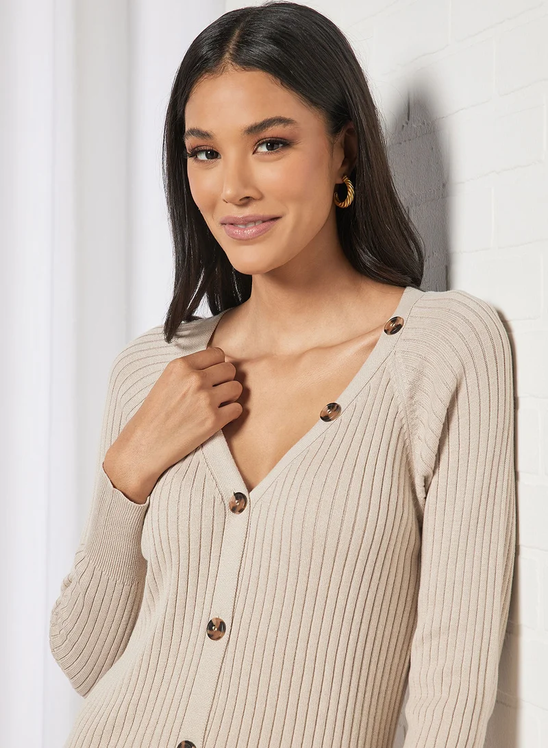 جاكلين دي يونج Button-Up Knit Dress