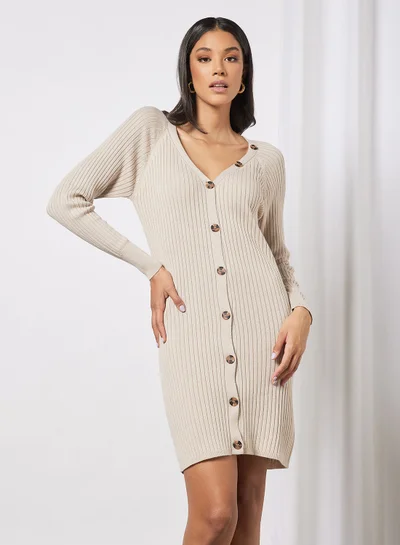 جاكلين دي يونج Button-Up Knit Dress
