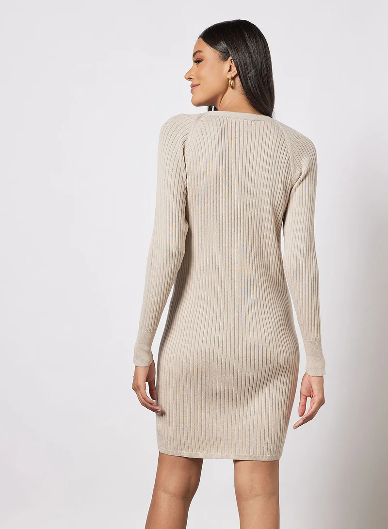 جاكلين دي يونج Button-Up Knit Dress