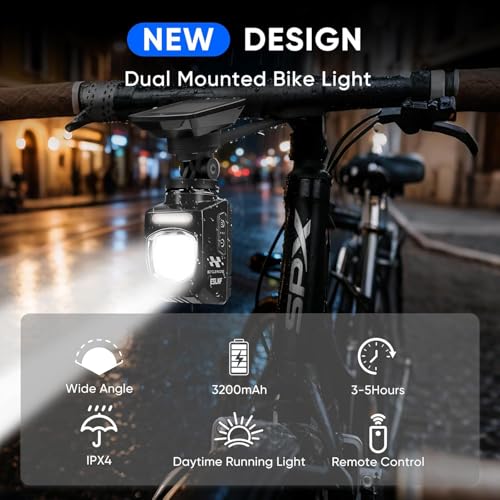 Linist 1200 Lumens Bicycle Light with Cutoff Line & Remote Control, USB Rechargeable Bike Headlight, Waterproof Aluminum Alloy Front Light for Night Riding, Long-Range Safety Light - Image 4