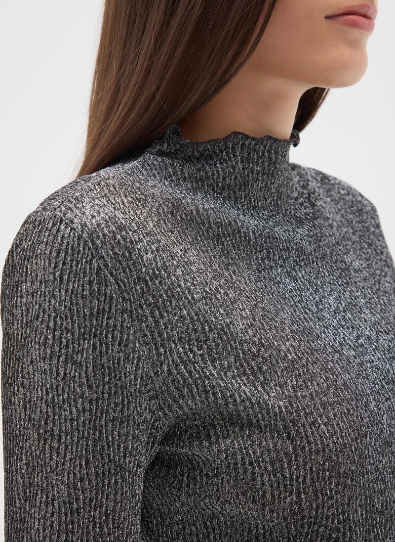 Ovs  OVS Grey Long-Sleeve Lurex Top for Women | Best Price UAE