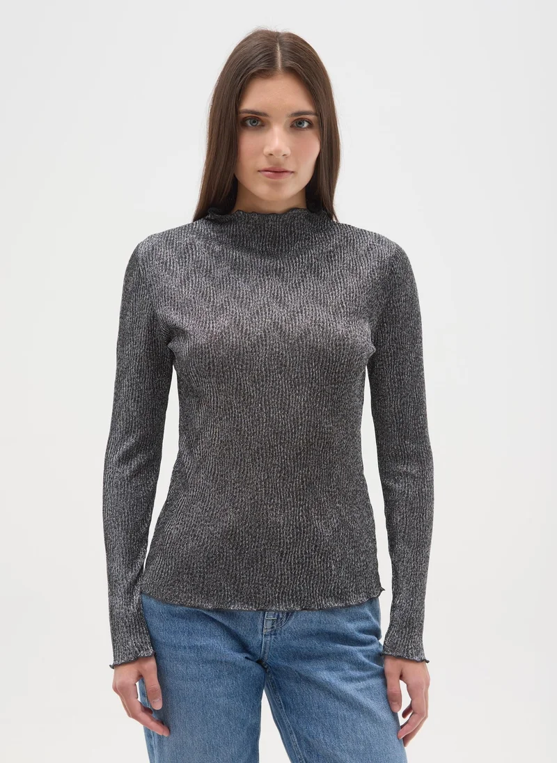 Ovs OVS Grey Long-Sleeve Lurex Top